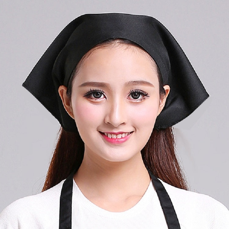 Waiter Men and Women Kitchen Work Turban Hat Triangle Scarf Chef Hat, Adjustable Adjustable Black Sticky Buckle
