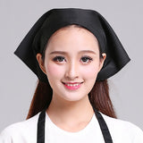 Waiter Men and Women Kitchen Work Turban Hat Triangle Scarf Chef Hat, Adjustable Adjustable Black Sticky Buckle