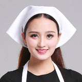 Waiter Men and Women Kitchen Work Turban Hat Triangle Scarf Chef Hat, Adjustable Adjustable White Sticky Buckle