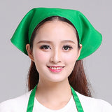 Waiter Men and Women Kitchen Work Turban Hat Triangle Scarf Chef Hat, Adjustable Adjustable Green Sticky Buckle