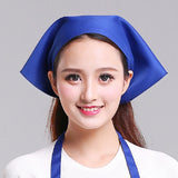Waiter Men and Women Kitchen Work Turban Hat Triangle Scarf Chef Hat, Adjustable Adjustable Royal Blue Sticky Buckle