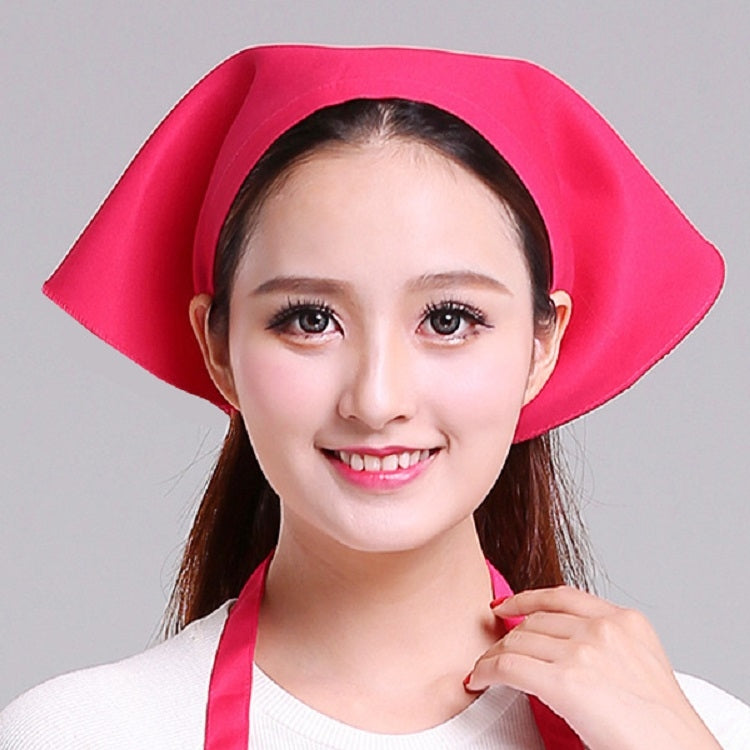 Waiter Men and Women Kitchen Work Turban Hat Triangle Scarf Chef Hat, Adjustable Adjustable Rose Red Sticky Buckle