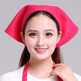 Waiter Men and Women Kitchen Work Turban Hat Triangle Scarf Chef Hat, Adjustable Adjustable Rose Red Sticky Buckle