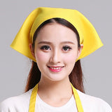 Waiter Men and Women Kitchen Work Turban Hat Triangle Scarf Chef Hat, Adjustable Adjustable Yellow Sticky Buckle