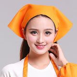Waiter Men and Women Kitchen Work Turban Hat Triangle Scarf Chef Hat, Adjustable Adjustable Orange Tie Belt