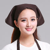 Waiter Men and Women Kitchen Work Turban Hat Triangle Scarf Chef Hat, Adjustable Adjustable Brown Tie Belt