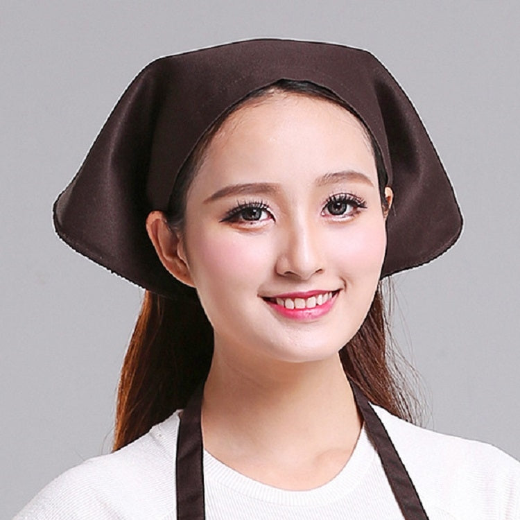 Waiter Men and Women Kitchen Work Turban Hat Triangle Scarf Chef Hat, Adjustable Adjustable Brown Tie Belt
