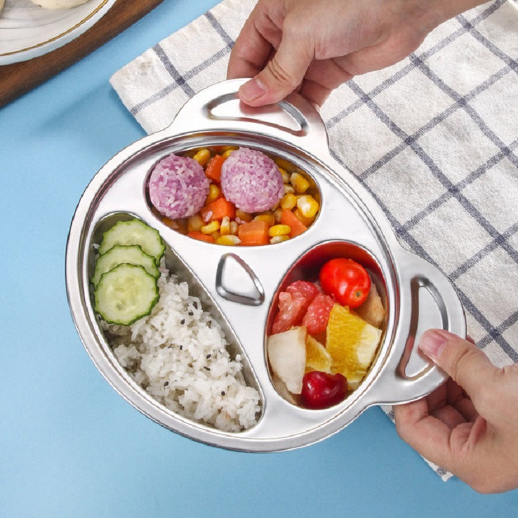 Children Household Stainless Steel Grid Cartoon Dinner Plate, Dinner Plate
