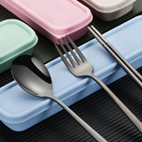 Stainless Steel Tableware Student Office Worker Portable Tableware Set, 2 PCS / Set Gold