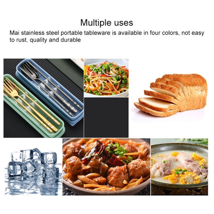 Stainless Steel Tableware Student Office Worker Portable Tableware Set, 2 PCS / Set Gold