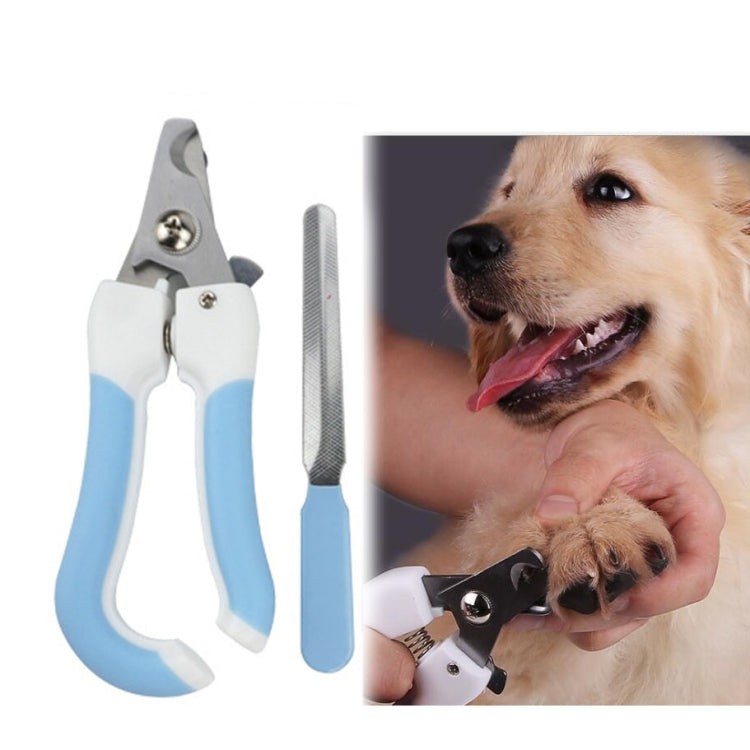 Two-piece Pet Toe Stainless Steel Cat and Dog Nail Clipper Filee, S, L S Blue