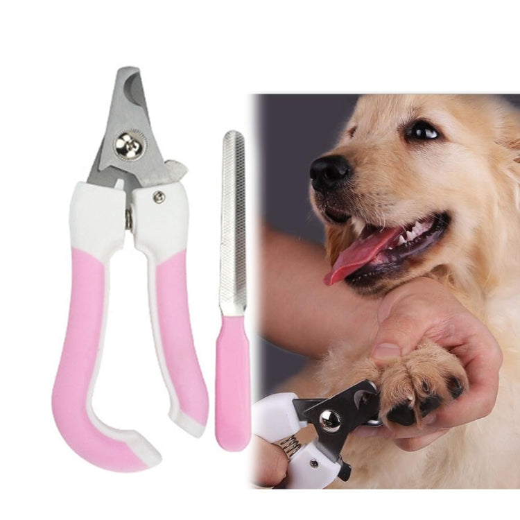 Two-piece Pet Toe Stainless Steel Cat and Dog Nail Clipper Filee, S, L S Pink