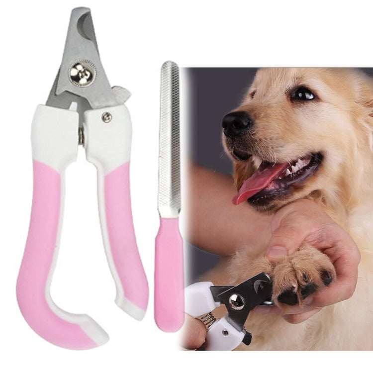 Two-piece Pet Toe Stainless Steel Cat and Dog Nail Clipper Filee, S, L L Pink