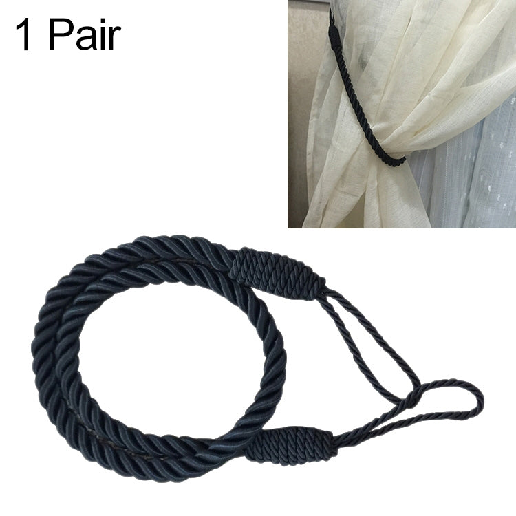 1 Pair Hand-wound Curtain Straps Curtain Rope Curtain Tassels Straps Black