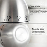 Mechanical Egg Kitchen Cooking Timer Alarm 60 Minutes Stainless Steel Kitchen Tools, Mechanical Egg Timer