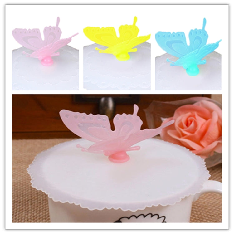2 PCS Creative Dustproof Silicone Butterfly Transparent Lace Cup Cover, Pink, Yellow, Blue