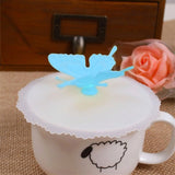 2 PCS Creative Dustproof Silicone Butterfly Transparent Lace Cup Cover, Pink, Yellow, Blue Blue Blue