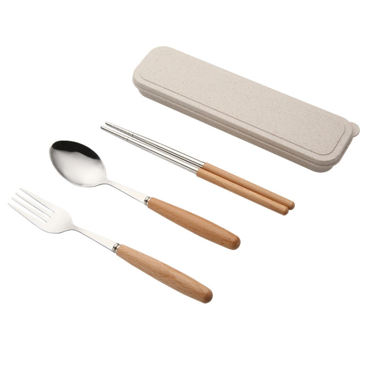 3 in 1 Spoon Chopsticks Fork Cutlery Set Three-piece Creative Work Students Portable Tableware, Three-piece set of wooden handle spoon fork chopsticks, Two-piece wooden spoon chopsticks Three-piece set of wooden handle spoon fork chopsticks