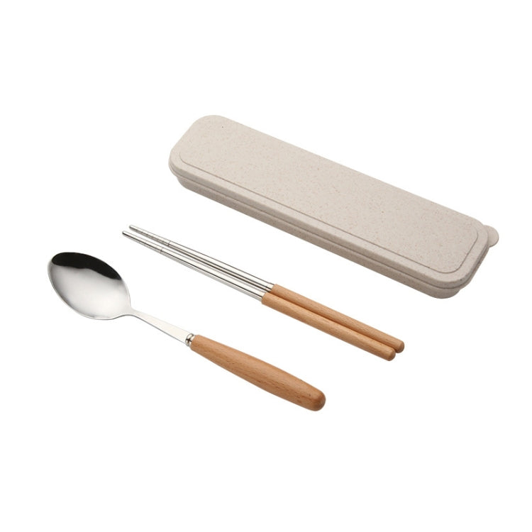 3 in 1 Spoon Chopsticks Fork Cutlery Set Three-piece Creative Work Students Portable Tableware, Three-piece set of wooden handle spoon fork chopsticks, Two-piece wooden spoon chopsticks Two-piece wooden spoon chopsticks