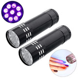 2 PCS Nail Dryer Mini LED Flashlight UV Lamp Portable For Nail Gel Fast Dryer Black
