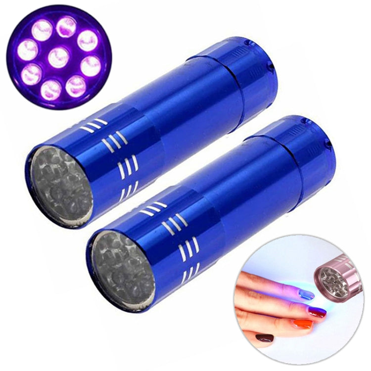 2 PCS Nail Dryer Mini LED Flashlight UV Lamp Portable For Nail Gel Fast Dryer Blue