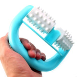T9142 Plastic Manual Two-wheel Massager Round Handle Massager Blue