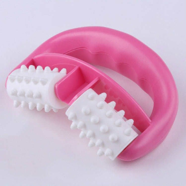 T9142 Plastic Manual Two-wheel Massager Round Handle Massager Red