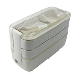 900ml 3 Layers Bento Box Lunch Box Food Container Wheat Straw Material Microwavable Dinnerware Lunchbox