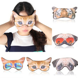 3D Eye Mask Shading Sleeping Cartoon Animal Printed Eye Mask, Glasses, Cat, Pug, Glasses Dog, Tiger