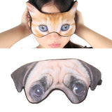 3D Eye Mask Shading Sleeping Cartoon Animal Printed Eye Mask, Glasses, Cat, Pug, Glasses Dog, Tiger