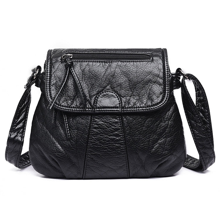 Women Messenger Bags Soft Washed PU Leather Bag Fashion Female Purses and Handbag, 25cmX3cmX22cm 25cmX3cmX22cm Black