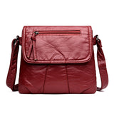 Women Messenger Bags Soft Washed PU Leather Bag Fashion Female Purses and Handbag, 25cmX3cmX22cm 25cmX3cmX22cm Red