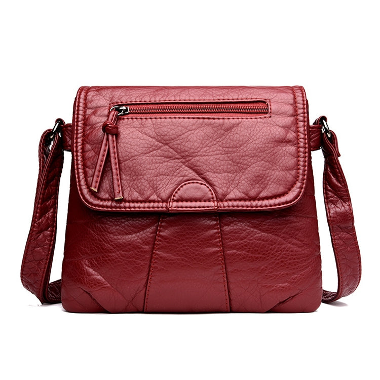 Women Messenger Bags Soft Washed PU Leather Bag Fashion Female Purses and Handbag, 25cmX3cmX22cm 25cmX3cmX22cm Red