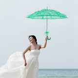 Wedding Parties Bridal Lace Cotton Umbrella Dancing Photography Prop Umbrella, Pink, Red, Purple, Green, Black, Rose Red, White, Orange, Blue