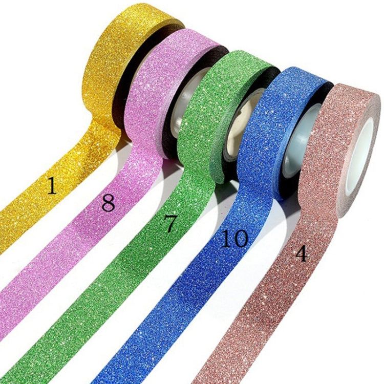 Flash Washi Sticky Paper Tape Label DIY Decorative Tape, Length: 10m, Golden Yellow, Rose Red, Sky Blue, Skin Pink, Orange, Green, Pink, Silver, Royal Blue, Coffee, Black, Floral, Light Gold, Jasper, Dark Blue