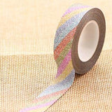 Flash Washi Sticky Paper Tape Label DIY Decorative Tape, Length: 10m, Golden Yellow, Rose Red, Sky Blue, Skin Pink, Orange, Green, Pink, Silver, Royal Blue, Coffee, Black, Floral, Light Gold, Jasper, Dark Blue