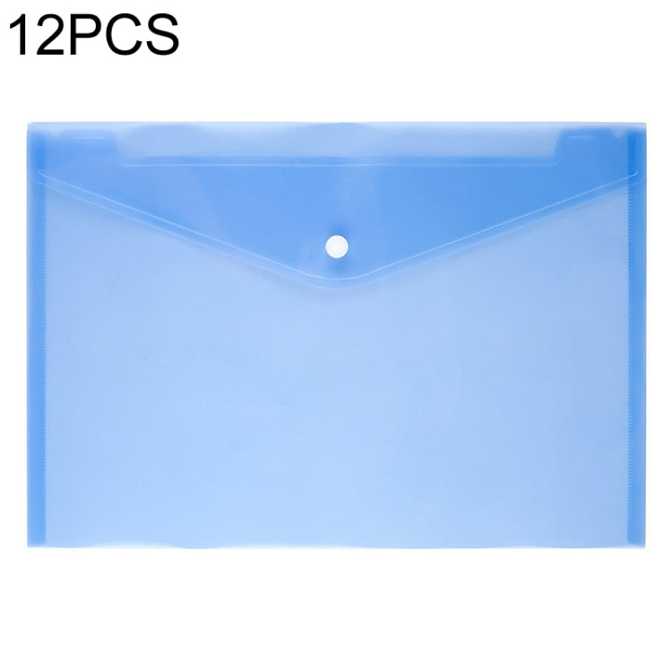 12 PCS A4 Clear Document Bag Paper File Folder Stationery School Office PP Case Blue