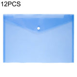 12 PCS A4 Clear Document Bag Paper File Folder Stationery School Office PP Case Blue
