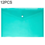 12 PCS A4 Clear Document Bag Paper File Folder Stationery School Office PP Case Green