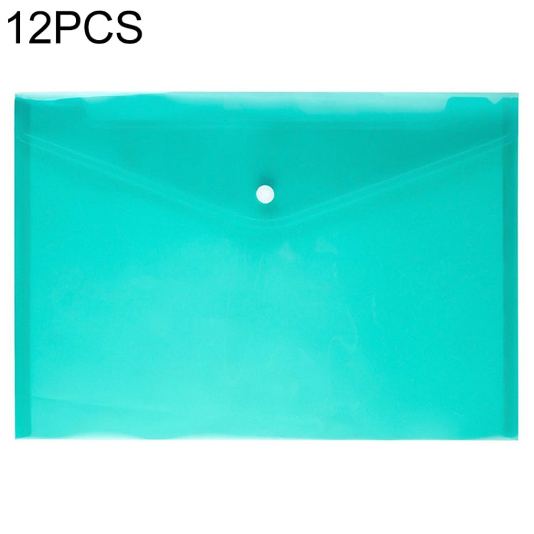12 PCS A4 Clear Document Bag Paper File Folder Stationery School Office PP Case Green