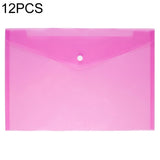12 PCS A4 Clear Document Bag Paper File Folder Stationery School Office PP Case Pink