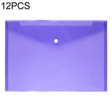 12 PCS A4 Clear Document Bag Paper File Folder Stationery School Office PP Case Purple