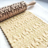 Christmas Embossing Rolling Pin Baking Cookies Fondant Cake Dough Engraved Roller