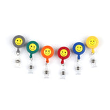 2 PCS ID Easy-to-pull Buckle Smiling Face Holder Name Tag Card Key Badge Retractable Holder
