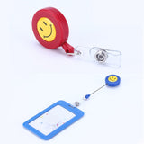 2 PCS ID Easy-to-pull Buckle Smiling Face Holder Name Tag Card Key Badge Retractable Holder