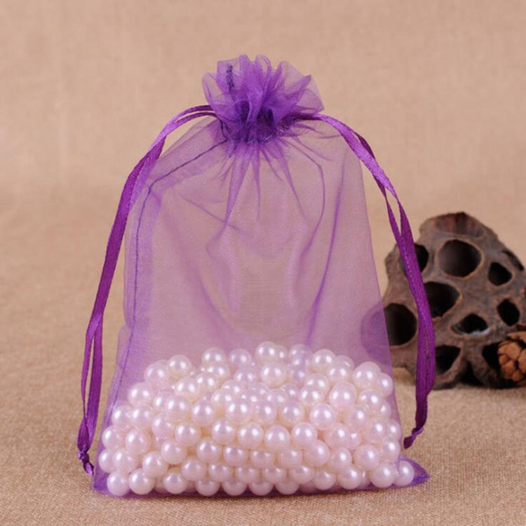 100 PCS Gift Bags Jewelry Organza Bag Wedding Birthday Party Drawable Pouches, 7X9cm 7X9cm Dark Purple