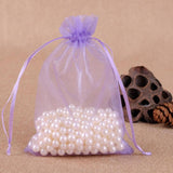 100 PCS Gift Bags Jewelry Organza Bag Wedding Birthday Party Drawable Pouches, 7X9cm 7X9cm Light Purple