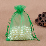 100 PCS Gift Bags Jewelry Organza Bag Wedding Birthday Party Drawable Pouches, 7X9cm 7X9cm Grass Green