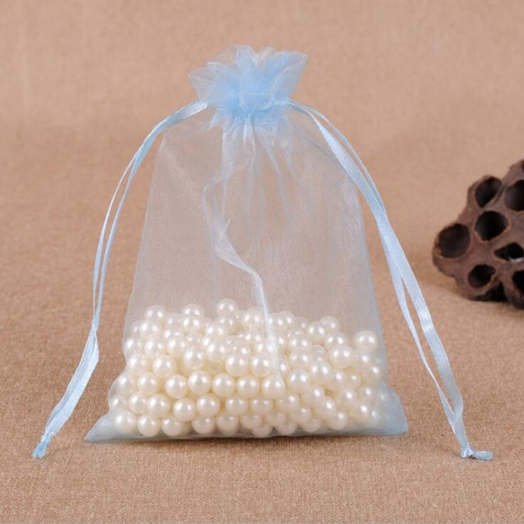 100 PCS Gift Bags Jewelry Organza Bag Wedding Birthday Party Drawable Pouches, 16X22cm, 9X12cm 9X12cm Light Blue