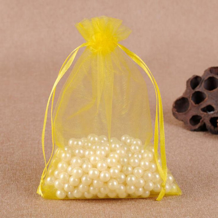100 PCS Gift Bags Jewelry Organza Bag Wedding Birthday Party Drawable Pouches, 10x15cm 10x15cm Yellow
